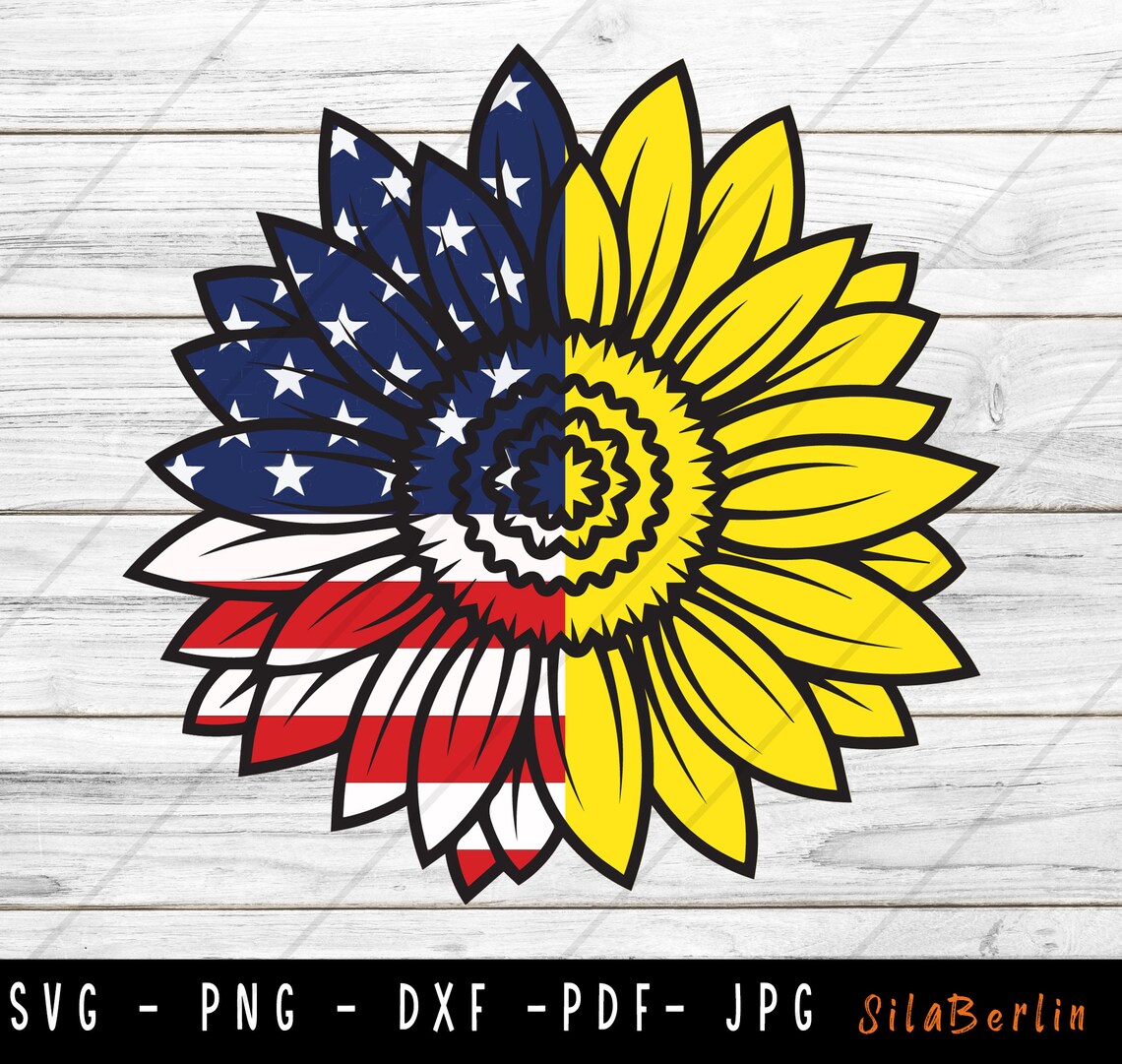 Sunflower American Flag SVG Sunflower svg American Flag svg | Etsy