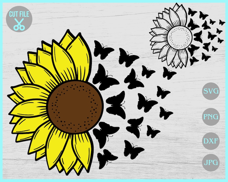 Free SVG Sunflower And Butterfly Svg 4938+ SVG Design FIle