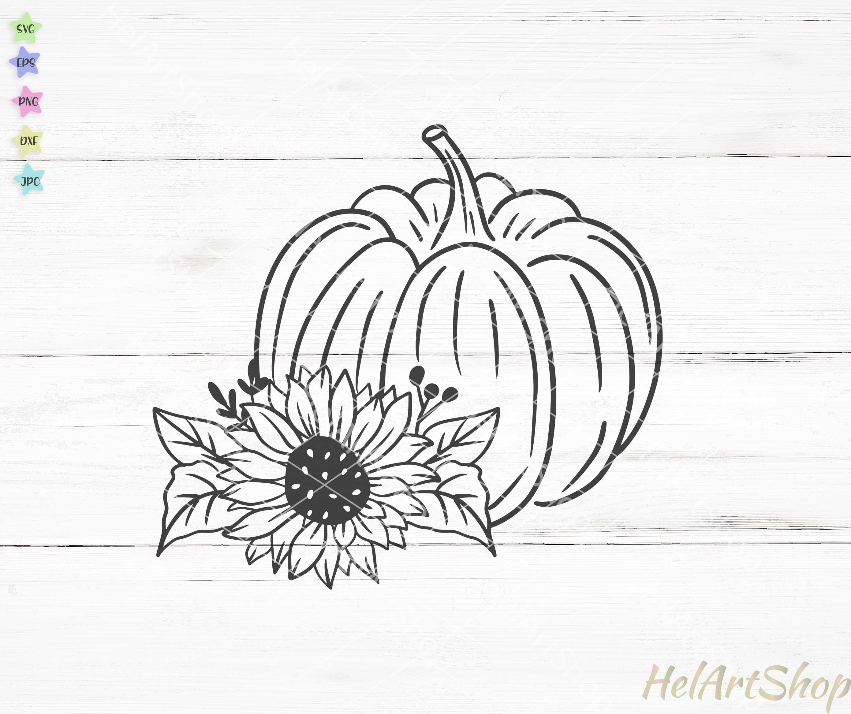 Pumpkin with Sunflower SVG By HelArtShop | TheHungryJPEG
