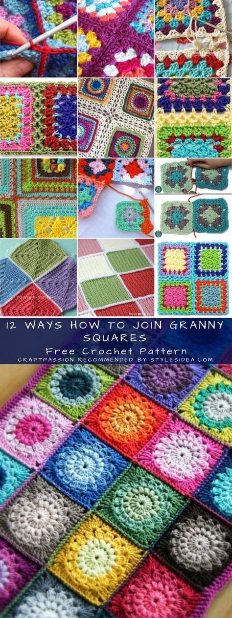 12 Ways How to Join Granny Squares Crochet Patterns Free | #