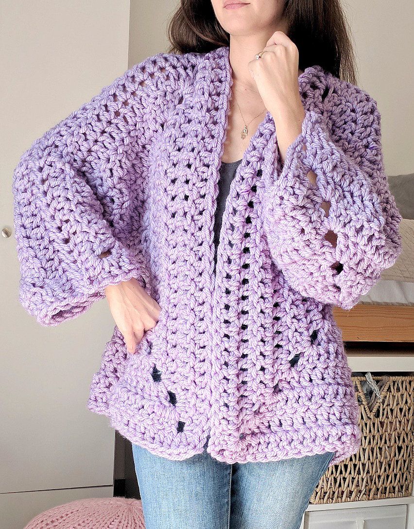 Super Chunky Hexagon Cardigan - Free Crochet Pattern | Sweater crochet