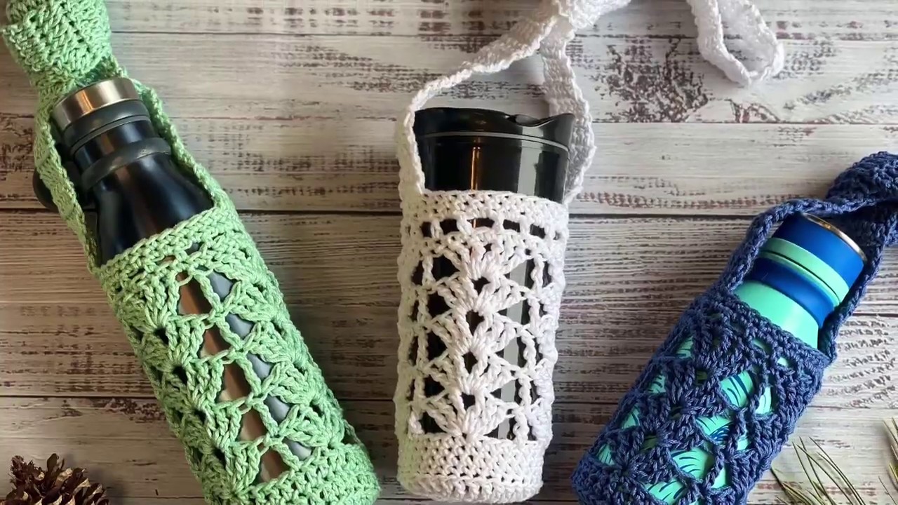 How to crochet a water bottle holder - YouTube
